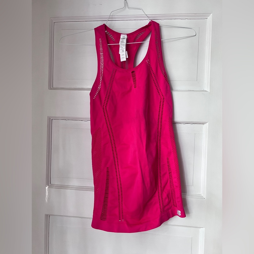 New Balance Fuchsia Racerback Cutout Tank Top